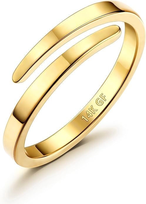 THUNARAZ 14K Gold Filled Open Twist Rings for Women Girls Stacking Stackable Thin Gold Ring Pinky... | Amazon (US)