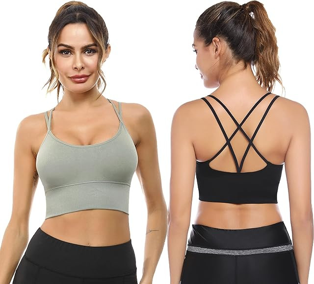Sykooria 3 Pack Strappy Sports Bra for Women Sexy Crisscross for Yoga Running Athletic Gym Workout F | Amazon (US)