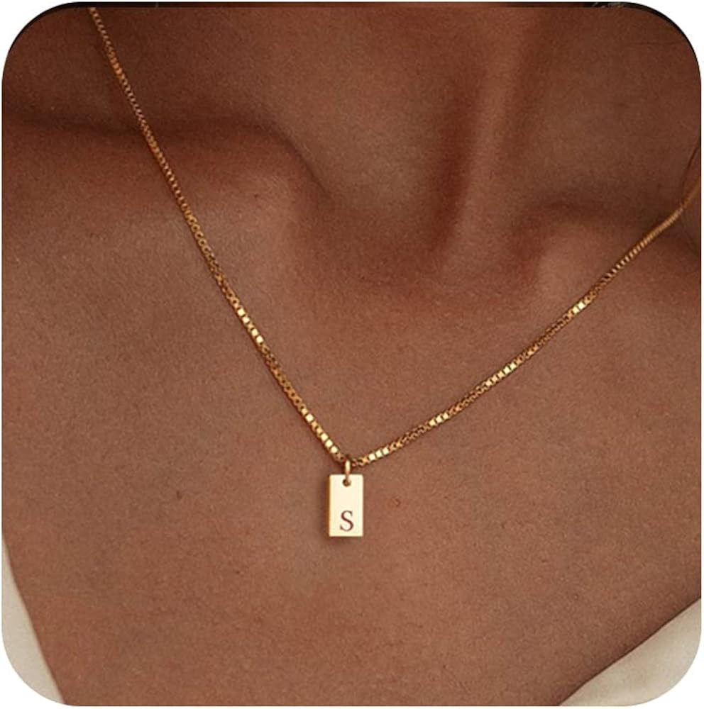Initial Necklaces for Women 14K Gold Plated Letter Necklace Dainty Gold Name Necklace Personalize... | Amazon (US)