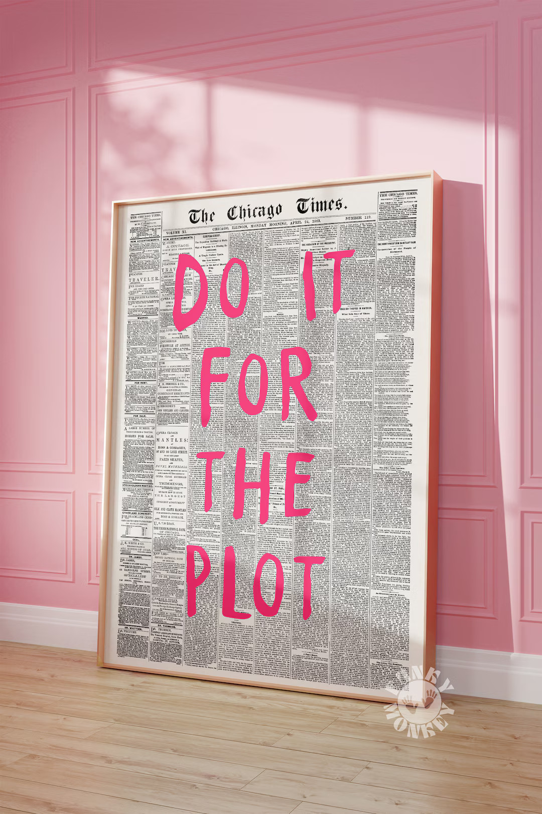 Do It for the Plot Retro Newspaper Print, Pink Trendy Wall Art, Apartment Aesthetic, Manifestatio... | Etsy (US)
