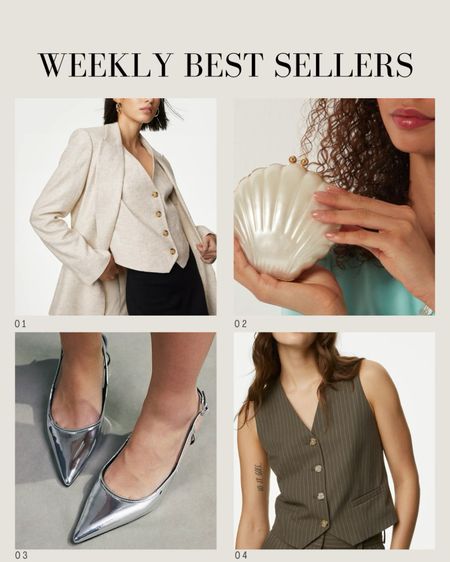 The bestselling items from my LTK this week 🖤
Lulu Guiness shell bag | Mermaidcore | Bets dressed wedding guest outfit spring | Silver shoes | Waistcoats | Linen outfit | Workwear office outfits 

#LTKparties #LTKwedding #LTKitbag