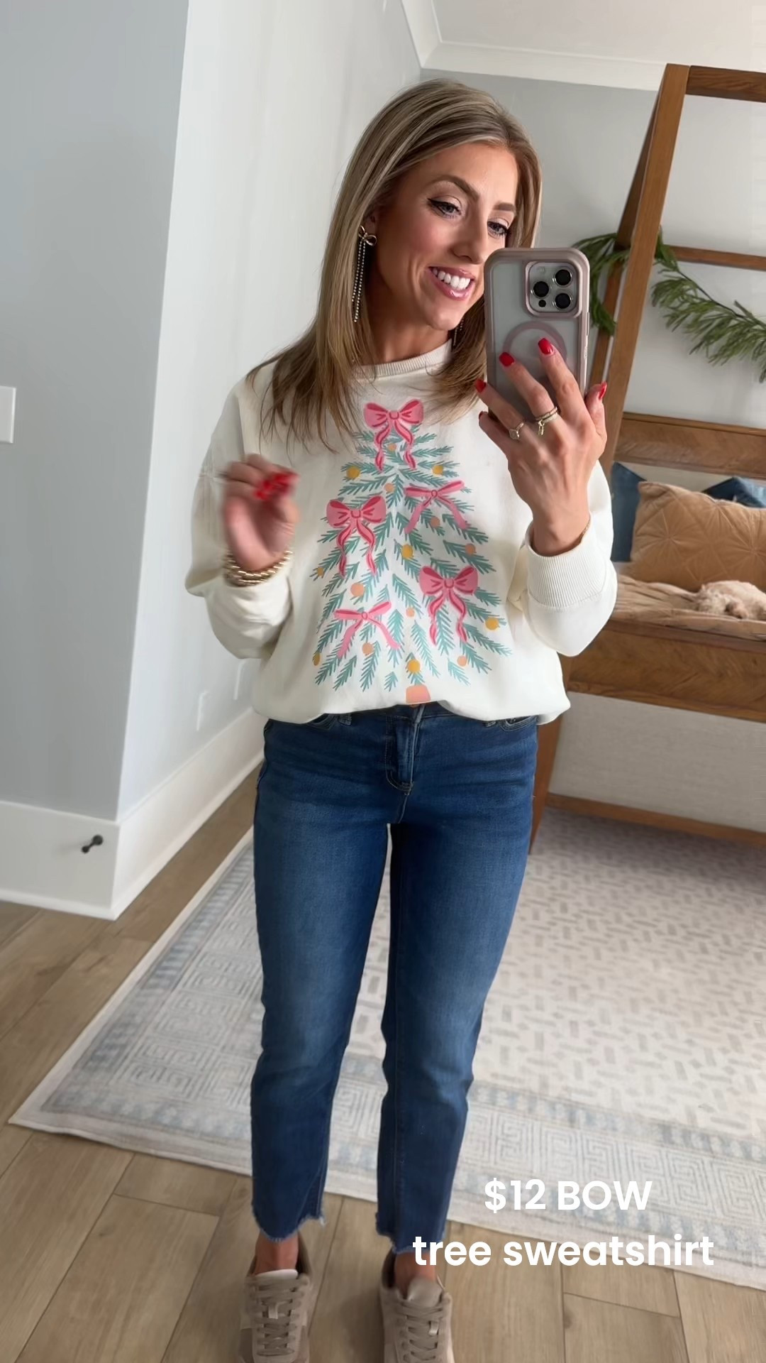 This under $13 Walmart bow Christmas tree sweatshirt is truly the festive find of the season! 🎄💗 The bow + candy cane detail is SO cute and the quality feels way more expensive than the price. Easy to style with jeans for a casual holiday look or with leggings for cozy days at home, school events, cookie baking, and everything merry.

If you want an affordable Christmas sweatshirt that’s soft, comfy, and adorable… this one is it! ✅✨

#WalmartFashion #WalmartFinds #ChristmasSweatshirt #HolidayOutfit #FestiveStyle #AffordableFashion #HolidayWardrobe #BudgetFriendlyStyle #WalmartStyle