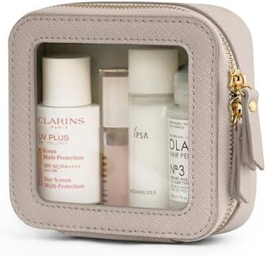 Popvibe Clear Makeup Bag Travel Cosmetic Case Transparent Toiletry Bag with Zipper, Portable Make... | Amazon (US)