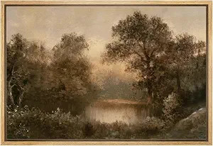 wall26 Framed Canvas Print Wall Art Vintage Forest Lake Landscape Illustrations Modern Art Rustic... | Amazon (US)