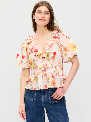 Ruffle Tie-Front Top | Old Navy (US)