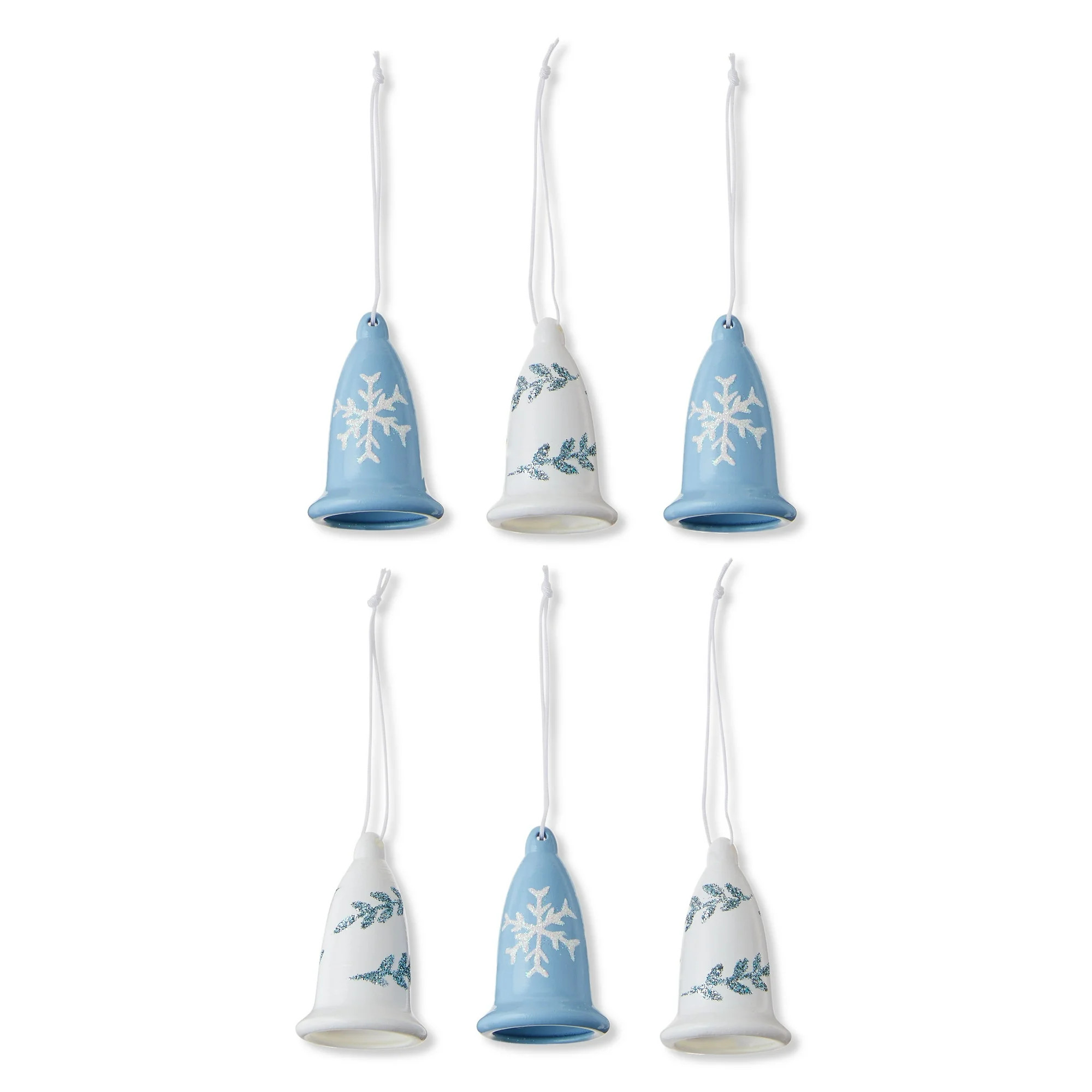 Blue and White Mini Bell Christmas Ornaments, 6 Count, by Holiday Time | Walmart (US)