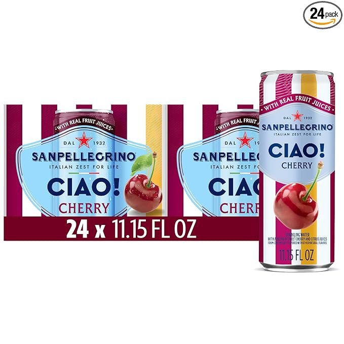 Sanpellegrino CIAO Cherry Sparkling Water, Low-Calorie Italian Sparkling Water with Real Fruit Ju... | Amazon (US)