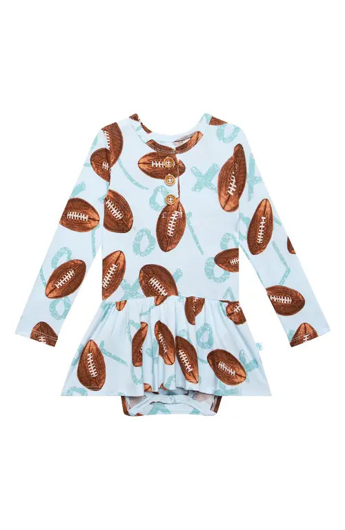 Posh Peanut Field Day Henley Twirl Bodysuit in Light/Pastel Blue at Nordstrom, Size 3-6M | Nordstrom