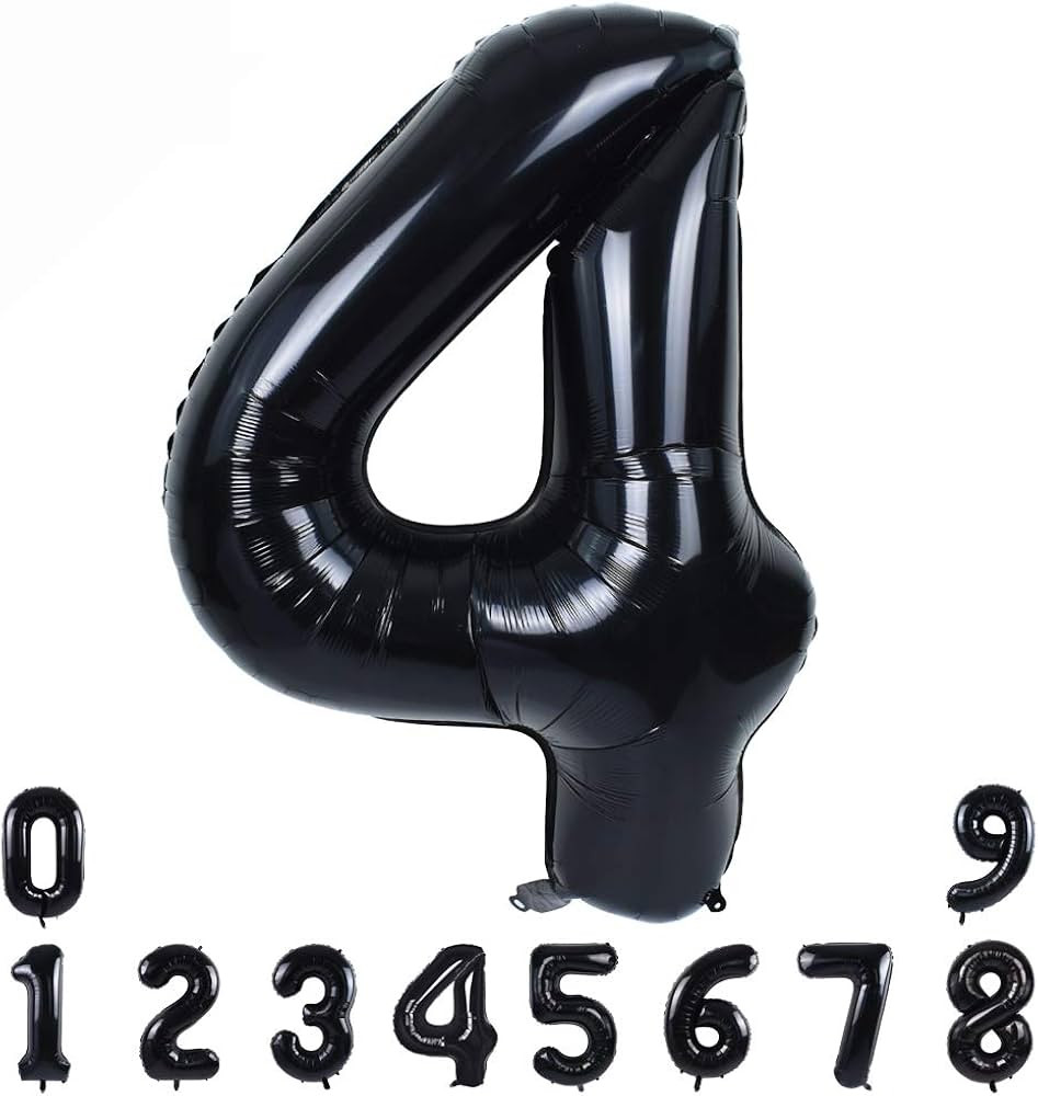 TONIFUL 40 Inch Black Large Numbers Balloons 0-9,Number 4 Digital 4 Helium Balloons,Foil Mylar Bi... | Amazon (US)