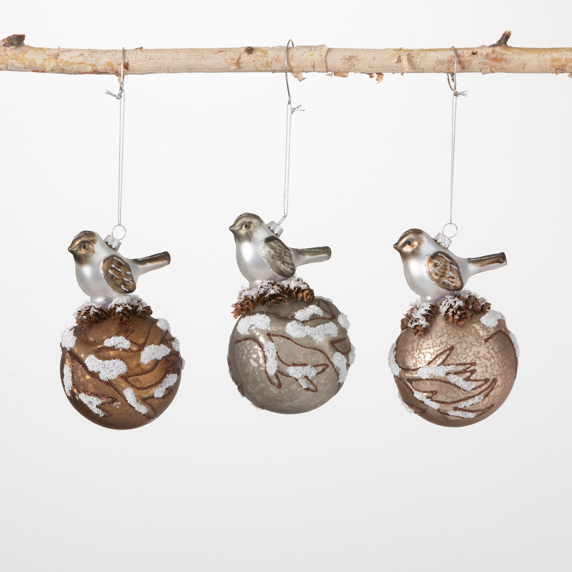 Sullivans Glass Bird-On-Ball Ornaments Multicolor 5.5"H Glass Set of 3 - 3.5"L x 3.5"W x 5.5"H | Bed Bath & Beyond