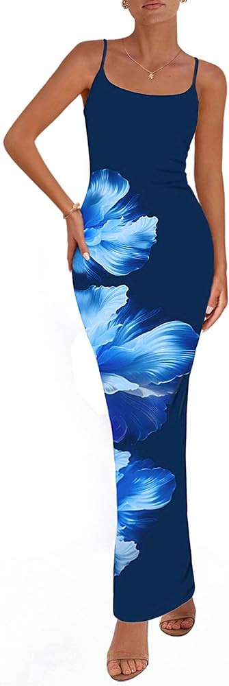 PRETTYGARDEN Womens Floral Maxi Dress Summer 2026 Sexy Spaghetti Strap Slip Bodycon Mesh Beach Va... | Amazon (US)