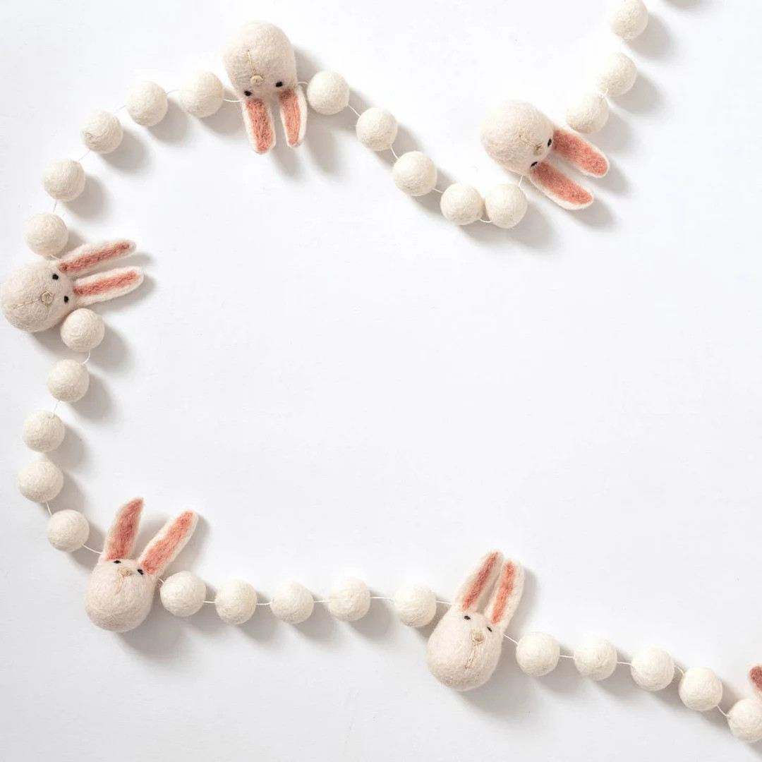 Bunny Felt Wool Garland-easter Garland-bunny Rabbit Nursery - Etsy | Etsy (US)