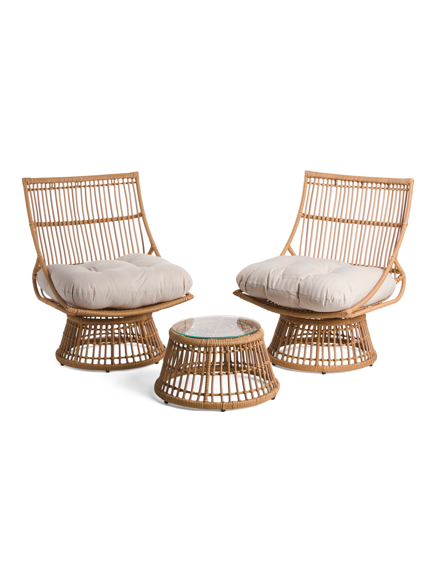3pc Swivel Open Weaving Chair Set | The Global Decor Shop | Marshalls | Marshalls