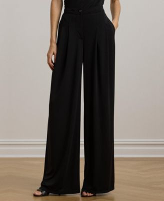 Women's Pleated Stretch Jersey Wide-Leg Pants, Regular & Petite | Macy's