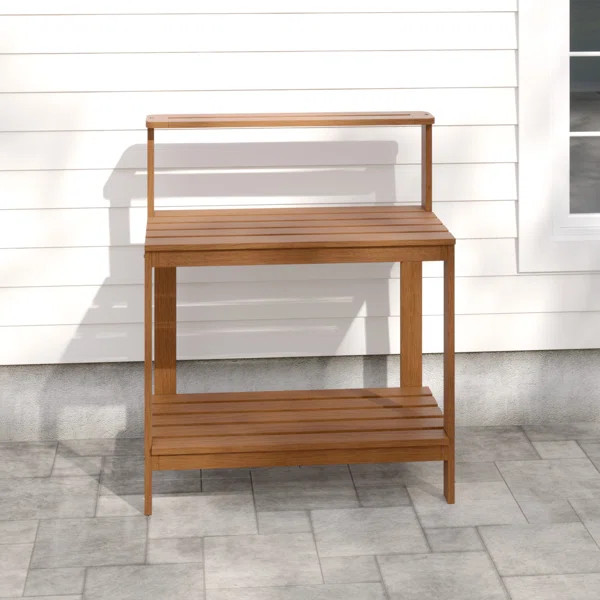 Aanya Hardwood Dark Red Meranti Potting Bench | Wayfair North America