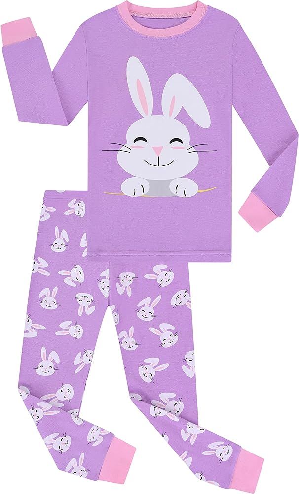Amazon.com: Benaive Easter Pajamas for Girls, Bunny Pjs for Girl Cotton Pajama, 2-Piece Children ... | Amazon (US)
