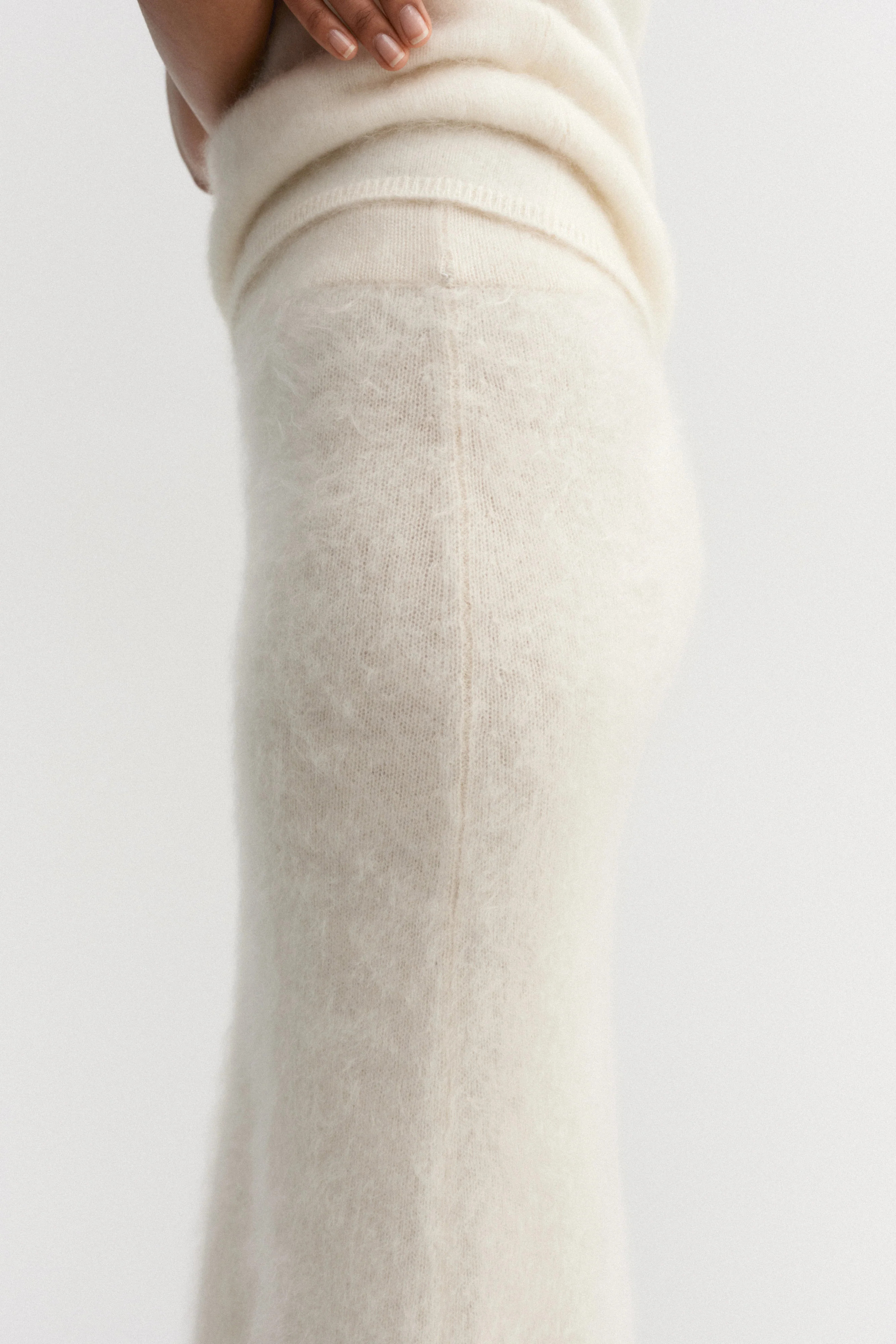 Umi Brushed Cashmere Skirt, cream | Almada Label