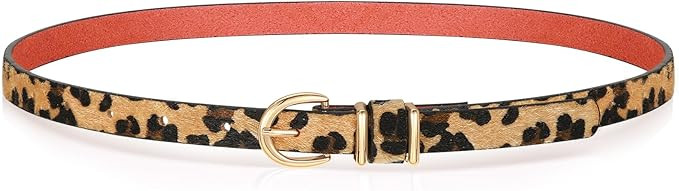 VONMELLI Womens Skinny Leather Belt Thin Waist Belts for Women Fashion Dress Jeans with Gold Buck... | Amazon (US)