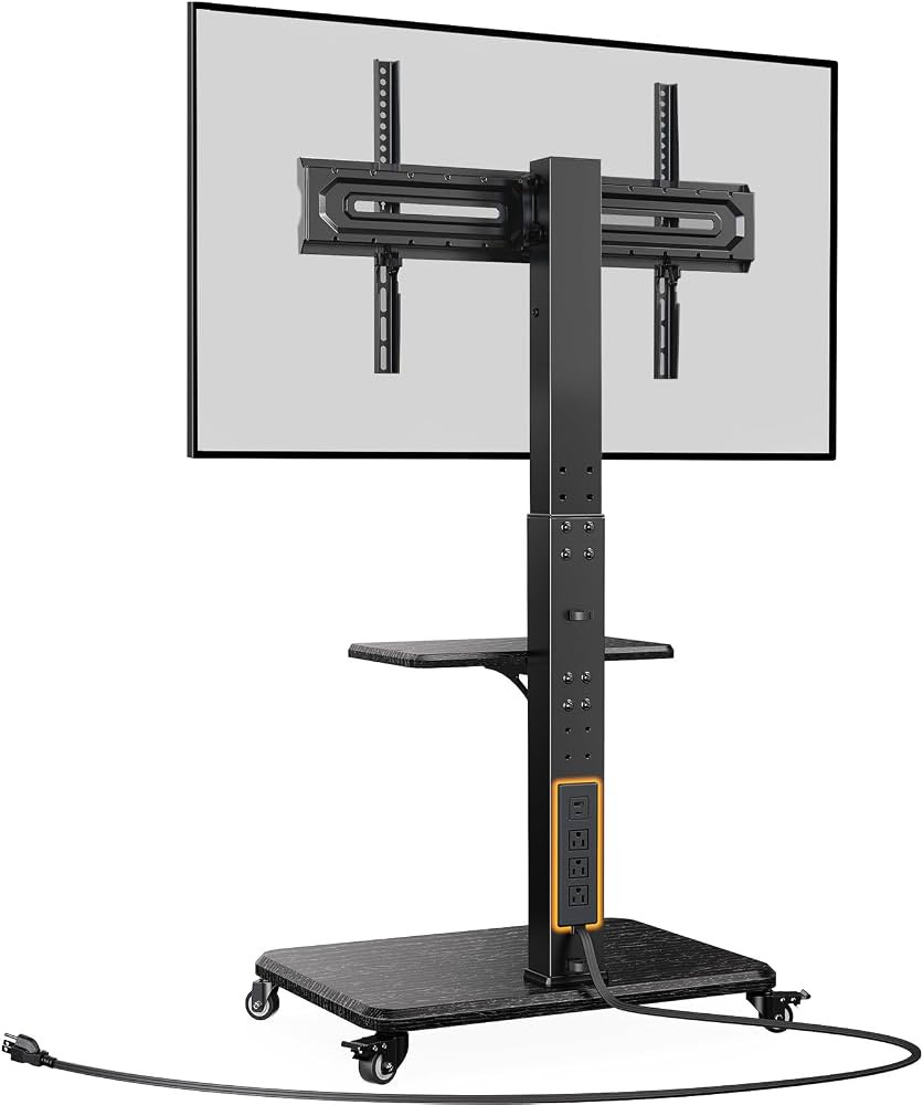Perlegear Mobile TV Stand with Power Outlet, Tilt & Swivel Rolling TV Stand for 32-75 inches TVs ... | Amazon (US)