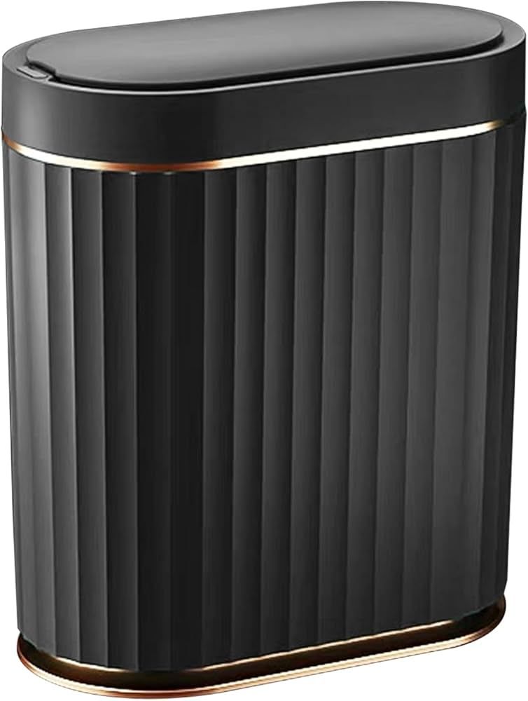 Black Bathroom Trash Can with Lid - ELPEHCO 2 Gallon Sensor Trash Bin, Automatic Narrow Garbage C... | Amazon (US)