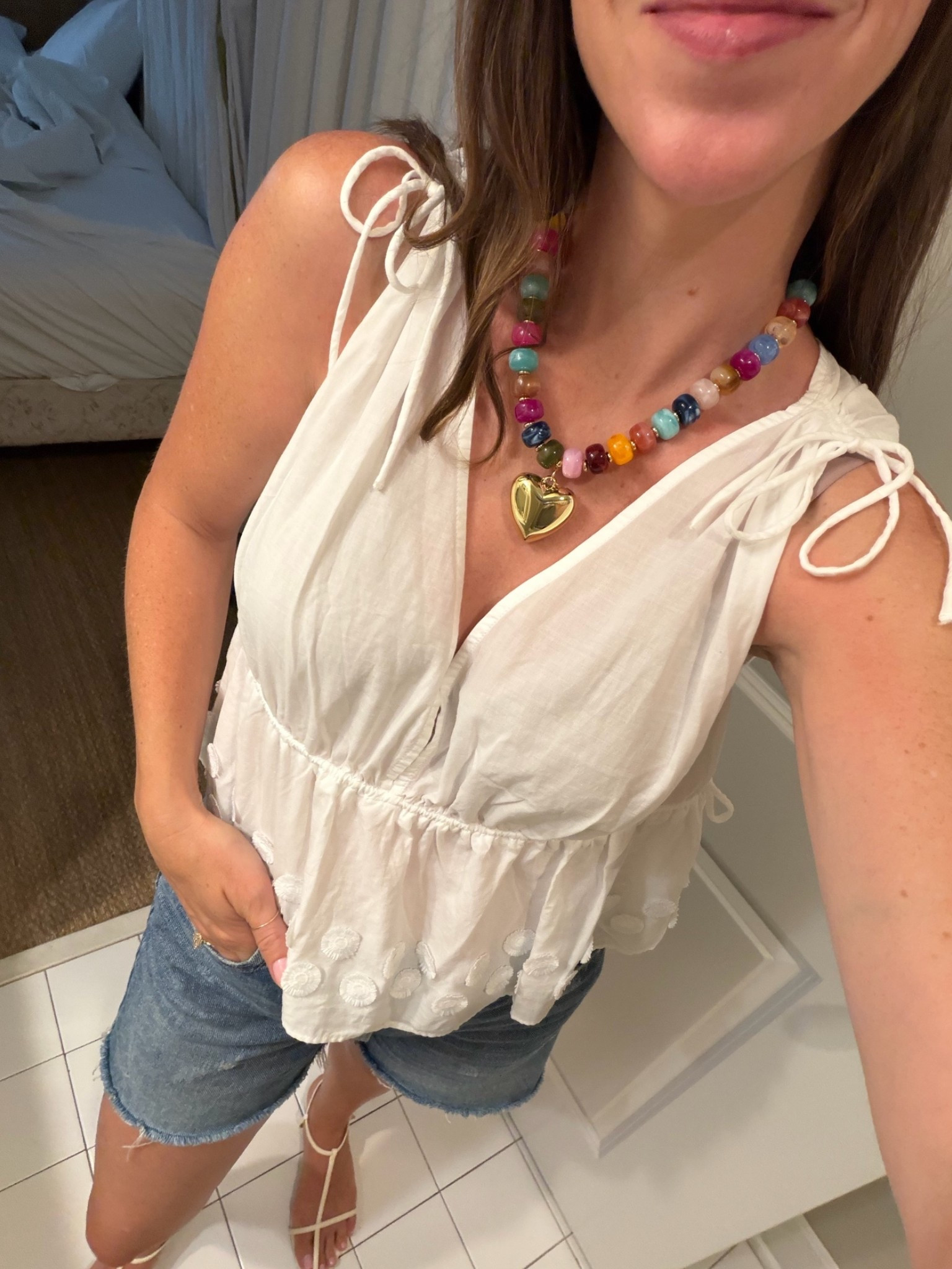 Cutest target top that’s just $20. Doesn’t look like target at all. It’s breezy and fun. Wore it with denim shorts and a pop of color with the necklace that’s on a deal for $14. Size medium in the top.

#LTKootd #LTKSeasonal #LTKdayinmylife
