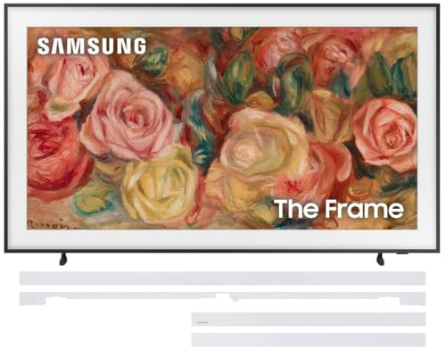 Samsung QN65LS03DAFXZA 65 Inch The Frame 4K Smart Quantum HDR TV with a Samsung VG-SCFA65WTB 65 Inch The Frame Customizable Bezel - Modern White (2024) | Amazon (US)