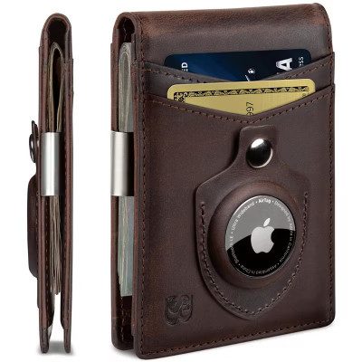 Generic AirTag Wallet - RFID Blocking Mens Minimalist Money Clip Wallet for Airtag - Full Grain Leather | Target