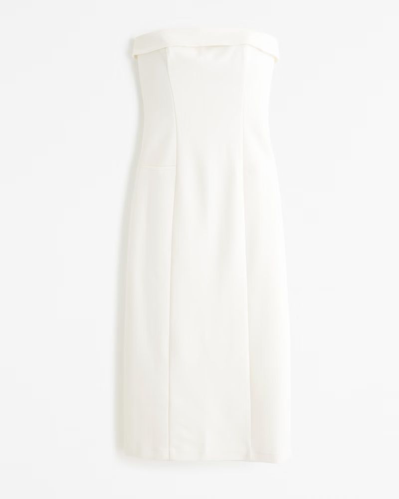Strapless Tailored Midi Dress | Abercrombie & Fitch (US)