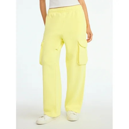 Scoop Women’s Mineral Washed Wide Leg Cargo Sweatpants, Sizes XS-XXL | Walmart (US)