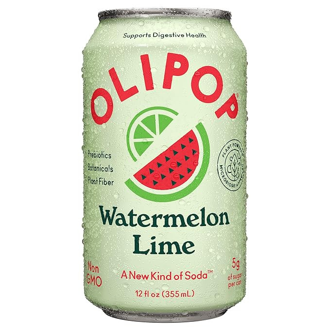OLIPOP Watermelon Lime Prebiotic Soda, 12 FZ | Amazon (US)