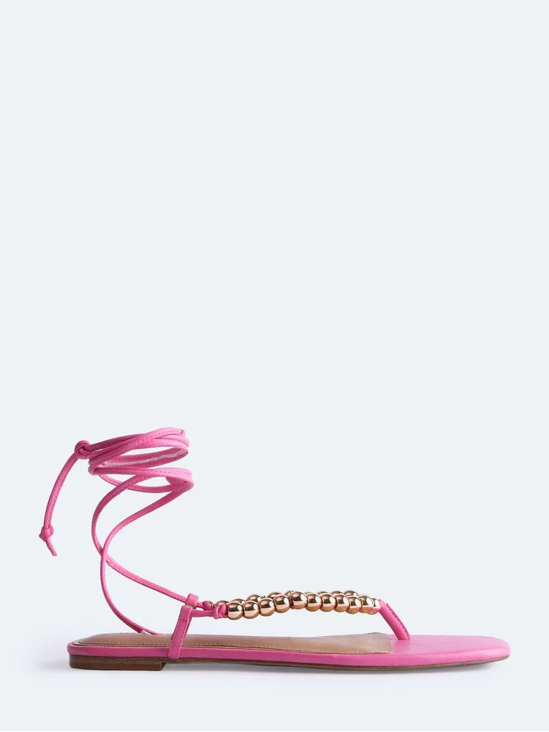 Free Assembly Women's Beaded Wrap Sandals | Walmart (US)