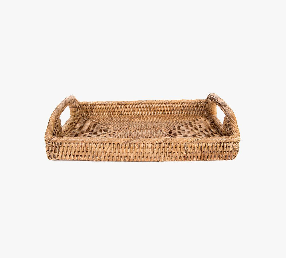 Tava Handwoven Rattan Rectangular Serving Tray | Pottery Barn (US)