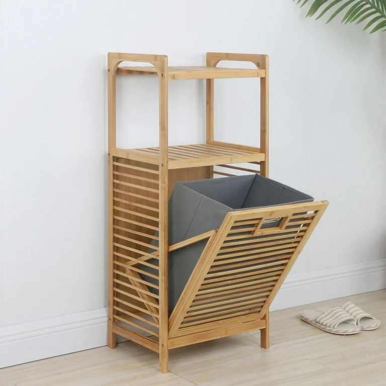 Bamboo Laundry Hamper, Dirty Clothes Basket, Fabric Bin Fold Storage Case Washing Wicker Storage ... | Walmart (US)