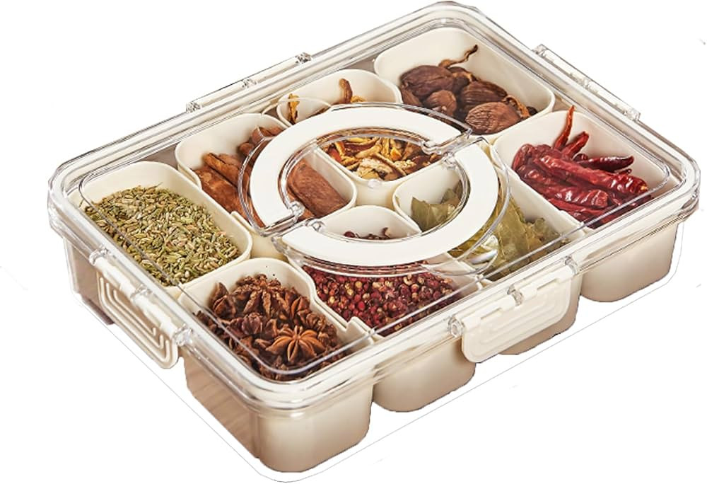 Divided Serving Tray with Lids and Handle,8 Compartment Snackle Box Charcuterie Container Fruit V... | Amazon (US)