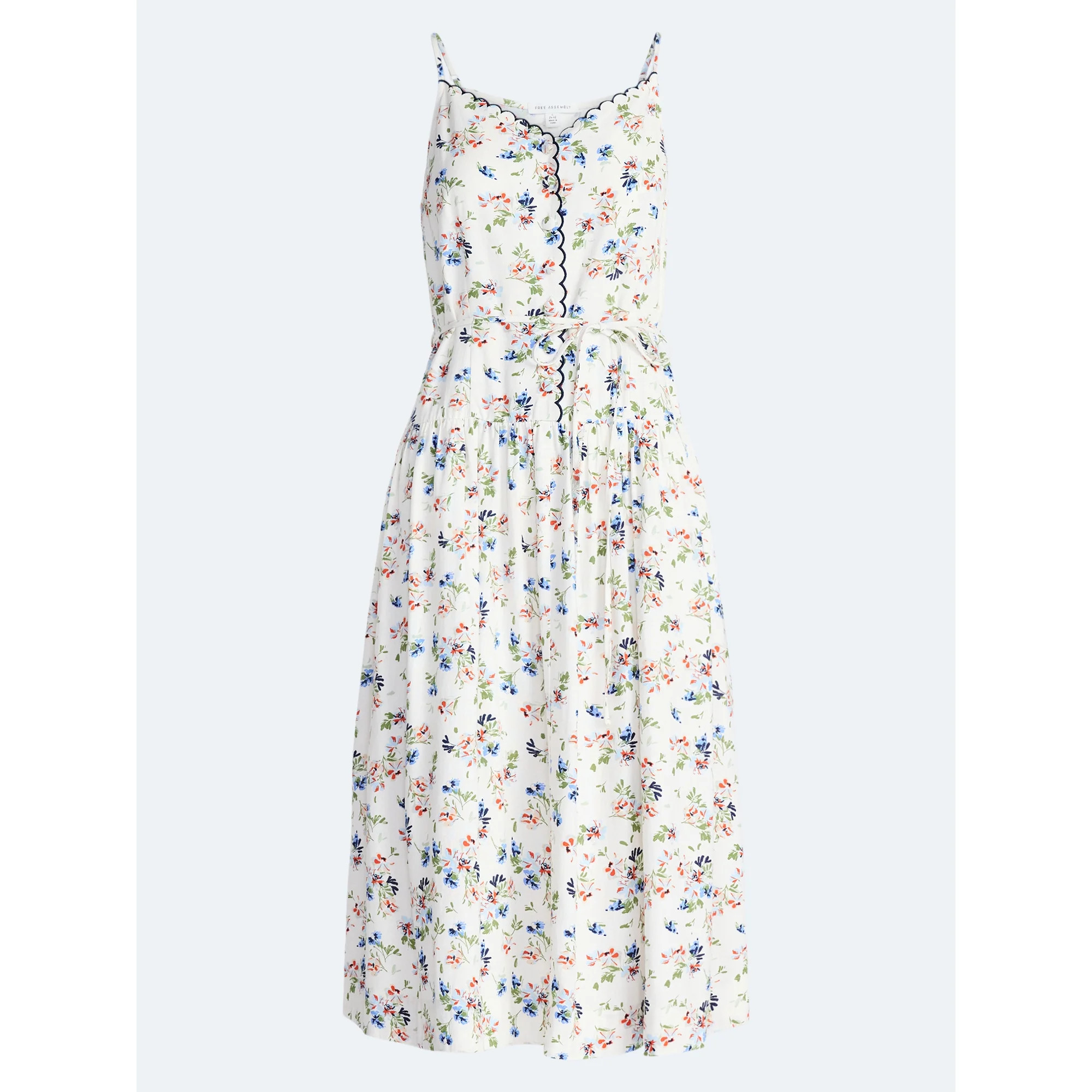 Free Assembly Women's Linen Blend Sleeveless Belted Midi Dress, Sizes XS-XXL | Walmart (US)