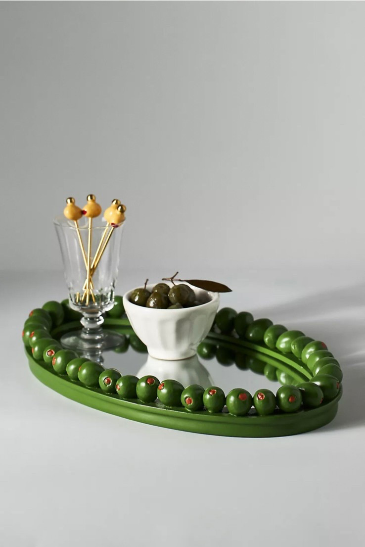 How fun would it be to get served an extra dirty martini on this tray? 😍🍸 This fun, unique cocktail tray is available at Anthropologie. 

Host gifts, home bar, home barista, martini bar, hostess gifts, gift ideas, foodie gifts, house warming gift