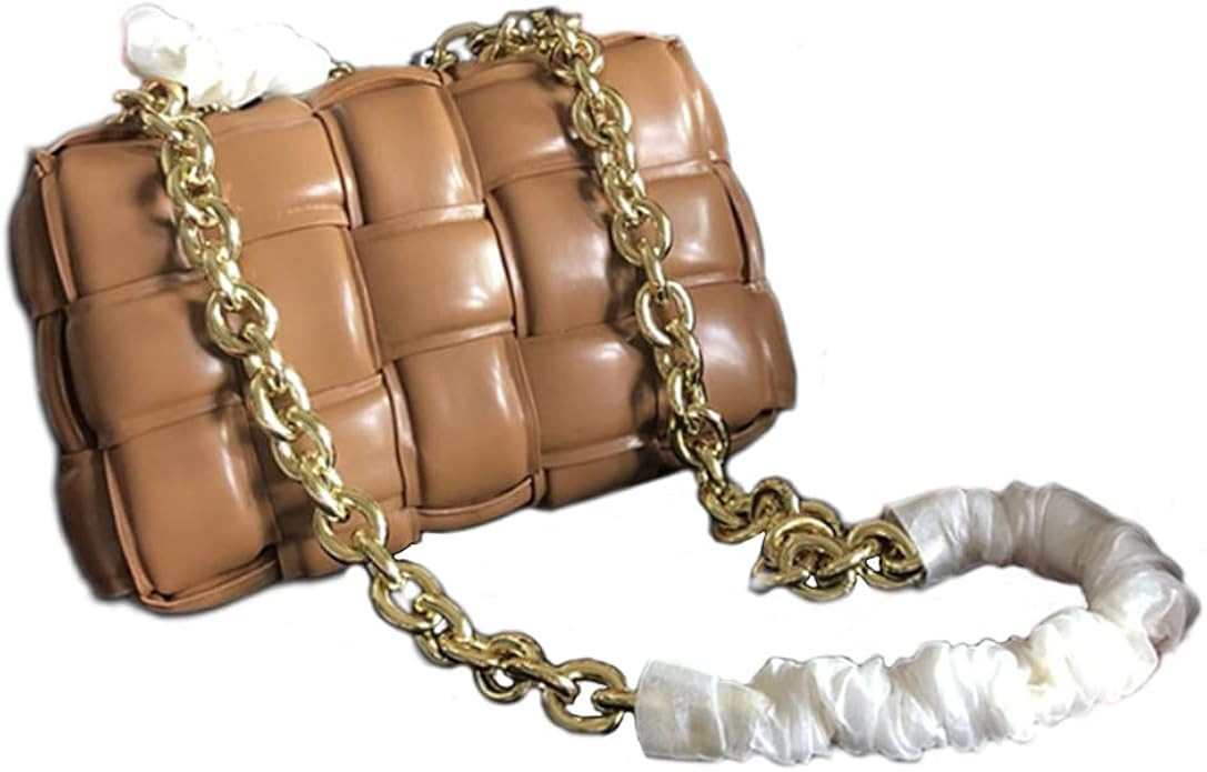 EvaLuLu Woven Chain Bag Genuine Leather Women Shoudler Bag | Amazon (US)