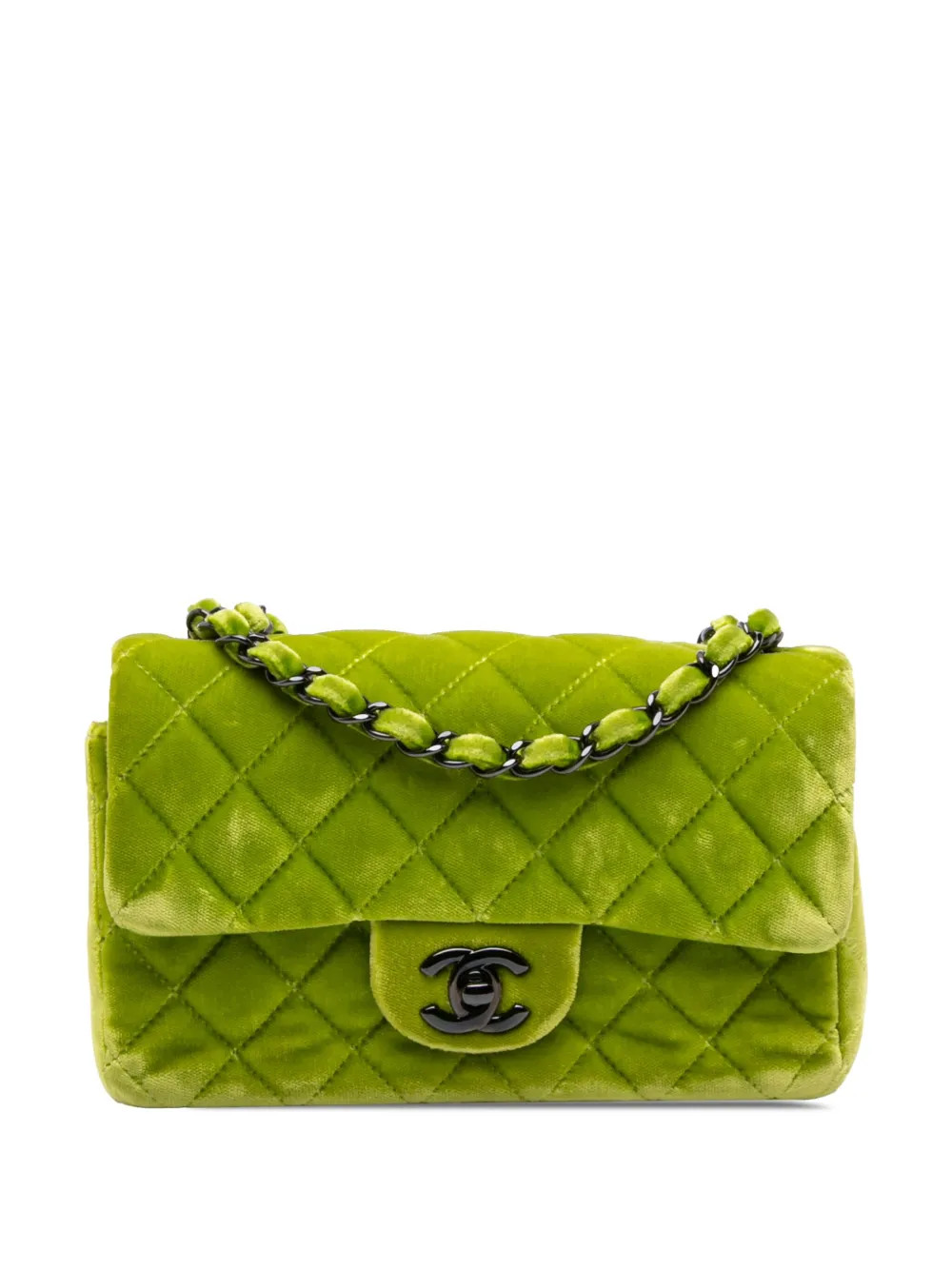 CHANEL Pre-Owned 2014-2015 Mini Rectangular Classic Velvet Single Flap Crossbody Bag | Green | FA... | Farfetch Global