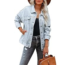 luvamia Womens Jean Jacket Oversized Boyfriend Trucker Denim Jackets for Women Shacket | Amazon (US)