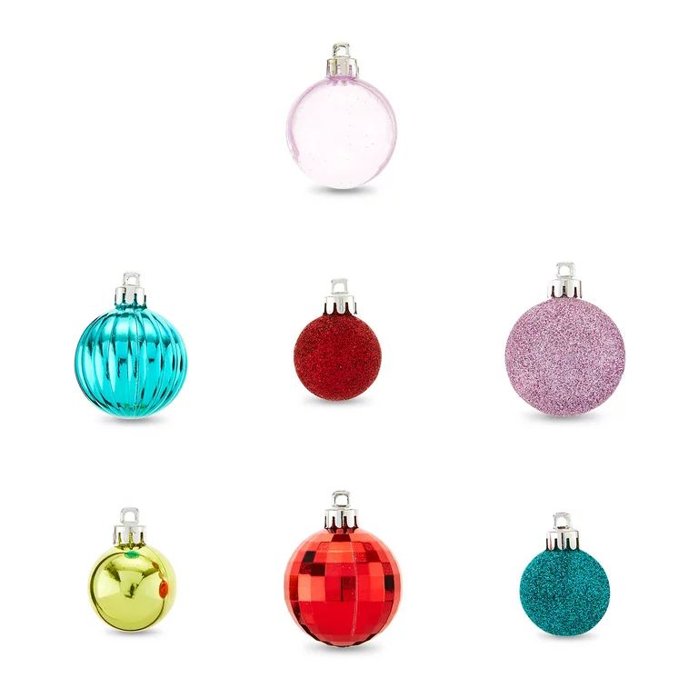 20-Count Multi-Textured Shatterproof Christmas Mini Ornaments, Whimsy Theme, Holiday Time | Walmart (US)