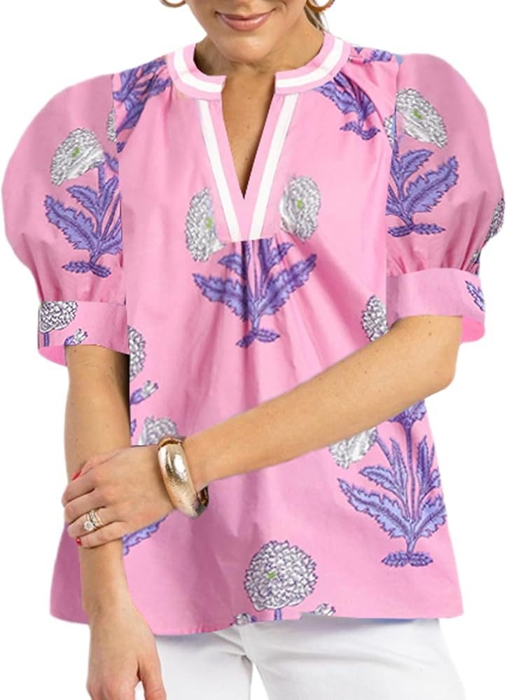 Y2k Women Boho Floral Babydoll Crop Tops Ruffle Flutter Short Sleeve Peplum Blouses V Neck Flowy ... | Amazon (US)