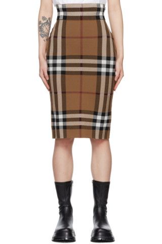Brown Cotton Midi Skirt | SSENSE
