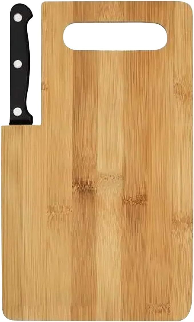 Bamboo Cutting Board Small Wood Board with Handle Build in Knife Cut Cheese Vegetable Fruit | Amazon (US)