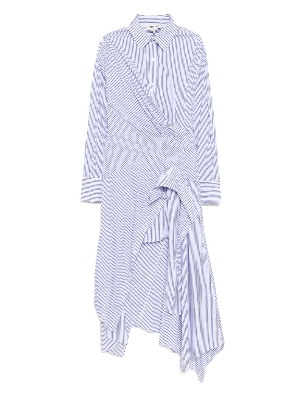 Monse Striped Cascade Shirt Dress | Blue | FARFETCH UK | Farfetch Global