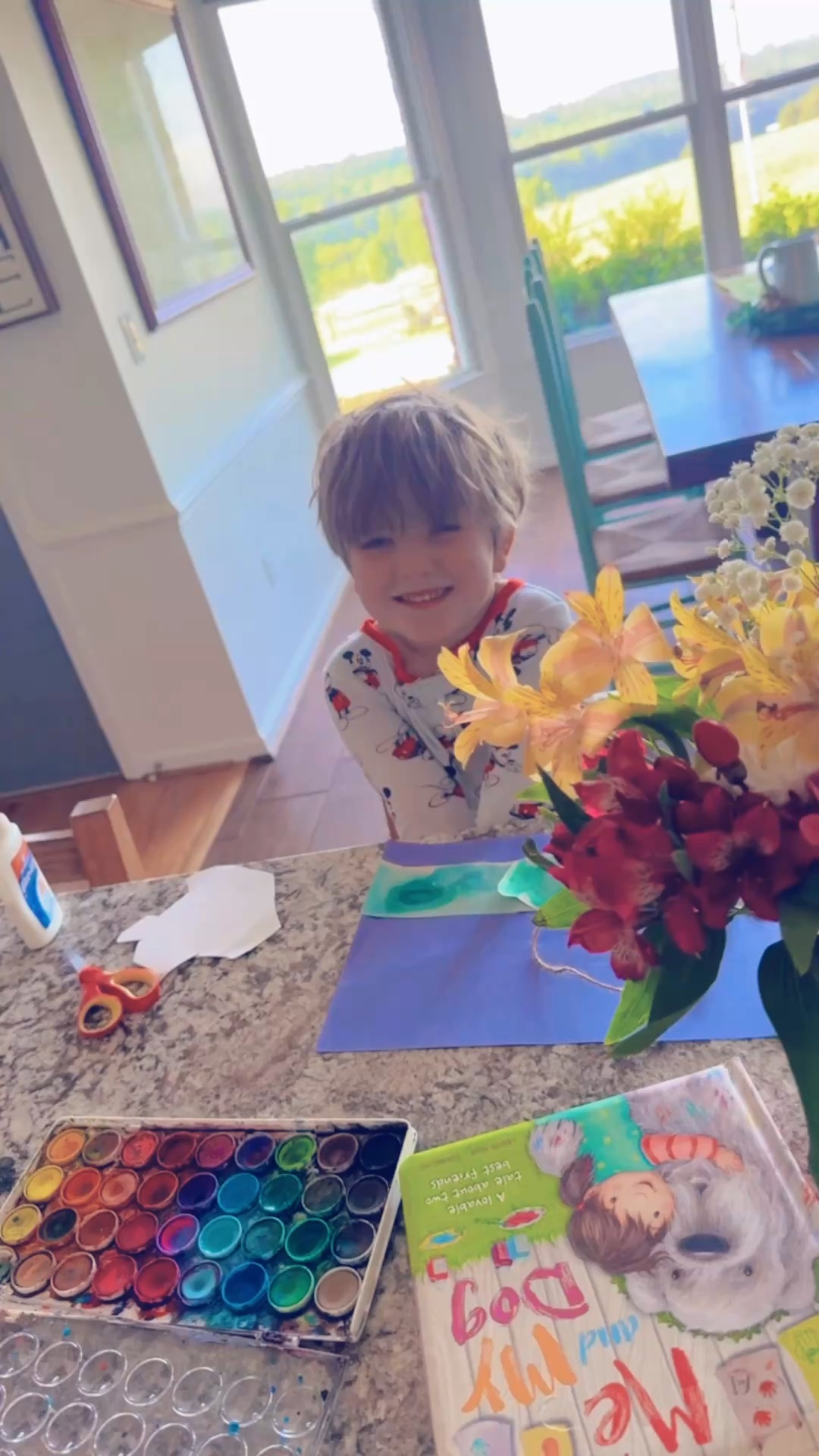 we’ve been up painting and “crafting” 🎨✂️ since 7 am hehe 🤭 - also he wanted to make another fishie craft for his GREAT grandpa to match the others (all by himself y’all 👏🏽 - so creative!) and I think this might be the cutest thing I’ve ever seen 🥹 - he has a heart of GOLDEN y’all!!