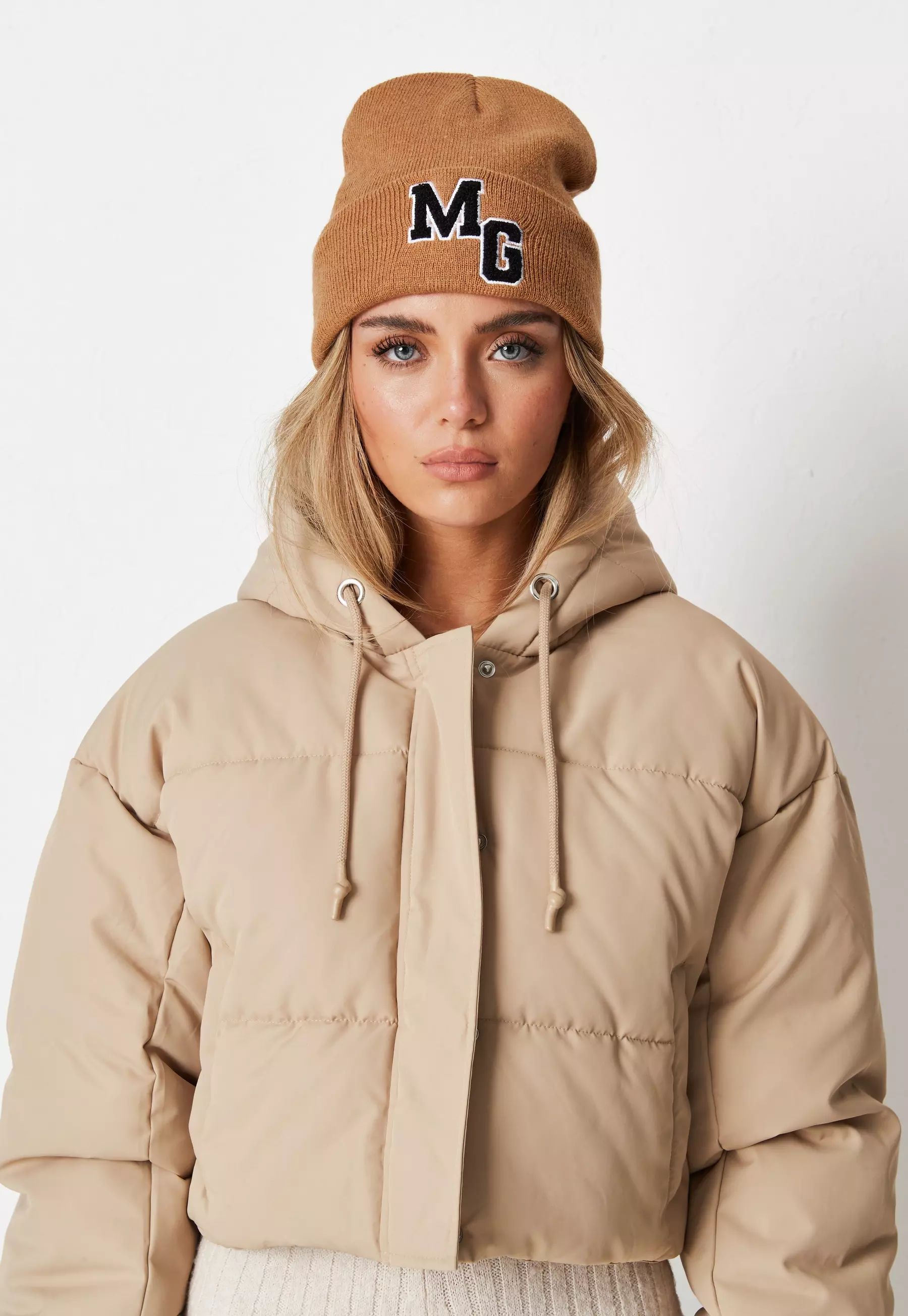 Missguided - Petite Stone Hooded Step Hem Cropped Puffer Coat | Missguided (US & CA)