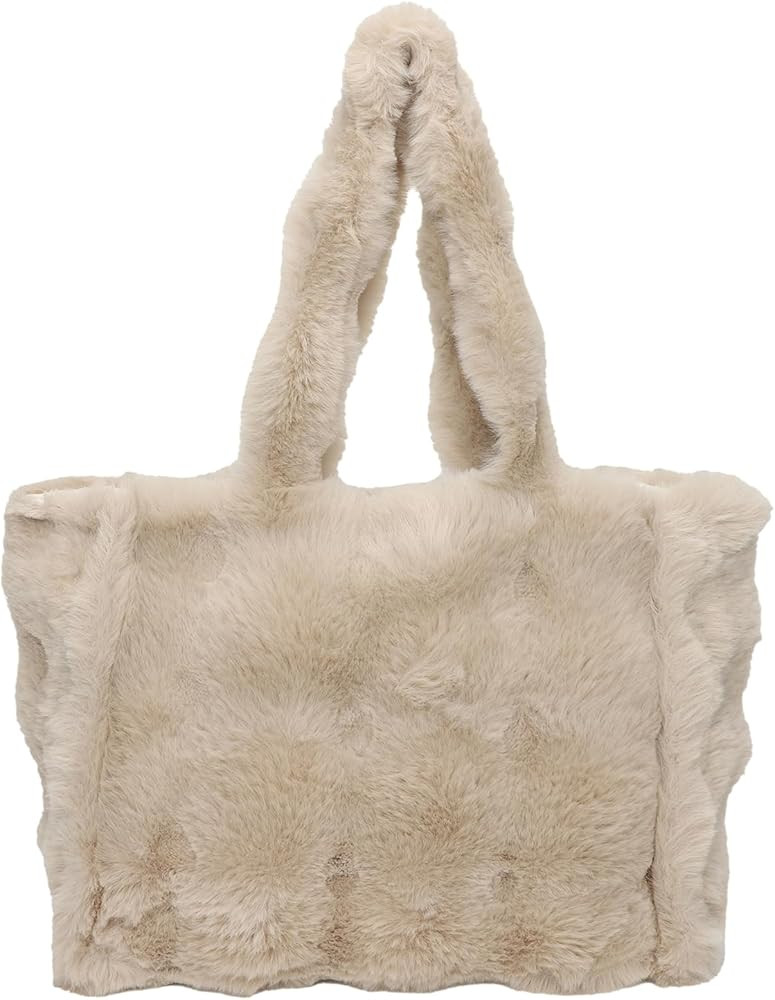 Fluffy Tote Bag Large Fur Purses for Women Winter Fuzzy Totes Furry Shoulder Handbag Plush Bags | Amazon (US)