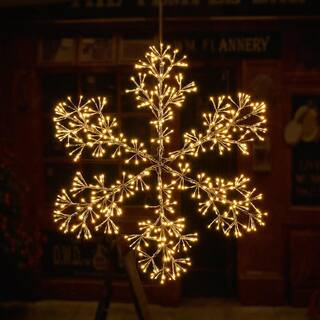 3 ft. 528 LED Starburst Snowflake Light Twinkle and Warm White Lights Plug in for Home Garden | The Home Depot