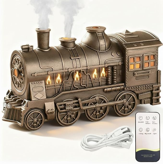 Train Diffuser, 300ml Vintage Steam Train Essential Oil Diffuser, 2 Color LED Dual Mist Modes Chr... | Amazon (US)