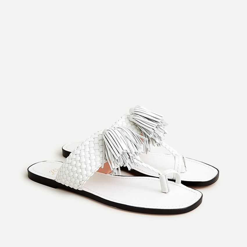 Braided tassel thong sandals with toe ring | J.Crew US